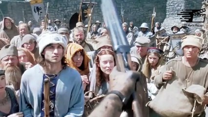 He goes back in time 1000 years due to a cursed book and fights an army of the dead