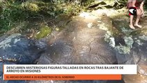 Descubren misteriosas figuras talladas en rocas tras bajante de arroyo en Misiones