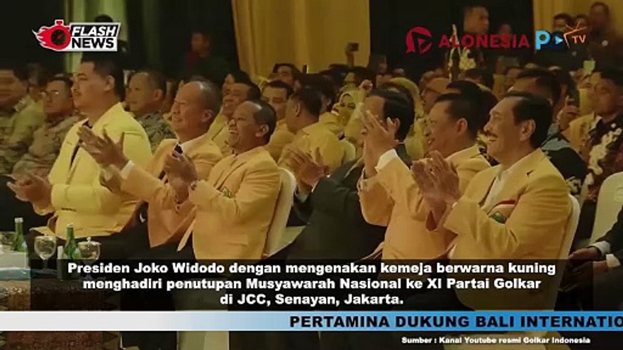 Jokowi Sampaikan Pidato Di Penutupan Munas XI Partai Golkar Tahun 2024