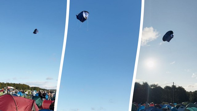 Video shows strong winds sending tents flying into the air at Leeds Festival