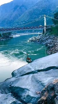 BEAUTIFUL BRIDGE,,, There is a beautiful bridge, tall mountain and big river