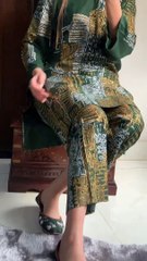 2 pic Women's stitched linen printed suit