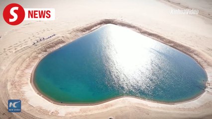 "Heart of the desert" in China's Kubuqi Desert