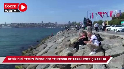 Üsküdar'da deniz dibi temizliğinde cep telefonu ve tarihi eser çıkarıldı
