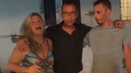 Woman's friends catch her off-guard with a hilarious pool push at birthday celebration