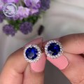 1 Carat Sapphire Halo Earrings