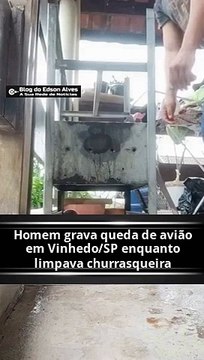 Homem grava queda de avião da VoePass em Vinhedo/SP enquanto limpava churrasqueira