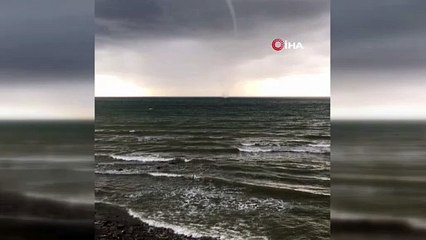 Ordu'da korkutan anlar! Hortum denizden böyle geldi