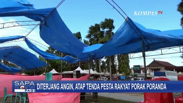 Atap Tenda Pesta Rakyat di Polewali Mandar Rusak Usai Diterjang Angin Kencang