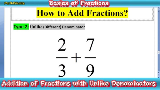 How to Add Fractions with UnLike Denominators Type 02 MathoGuide