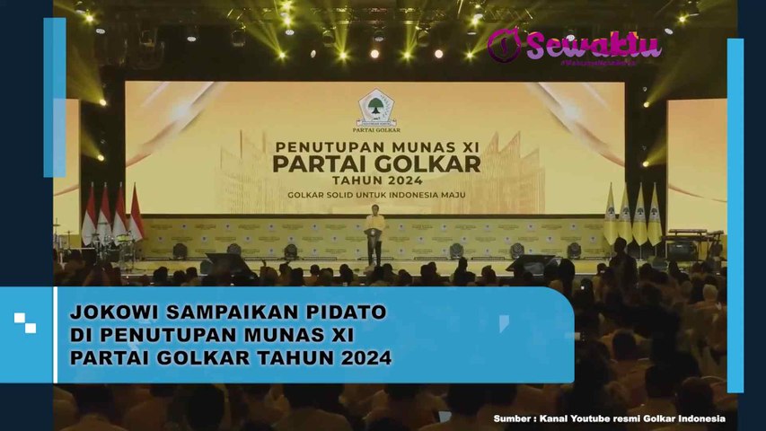 Presiden Jokowi Menyampaikan Pidato Pada Penutupan Munas XI Partai Golkar Tahun 2024