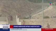 Jóvenes marroquíes entran a nado en Ceuta
