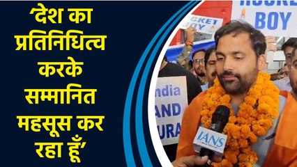 भारत के पहले अंतरिक्ष पर्यटक गोपीचंद थोटाकुरा का एयरपोर्ट पर हुआ जोरदार स्वागत