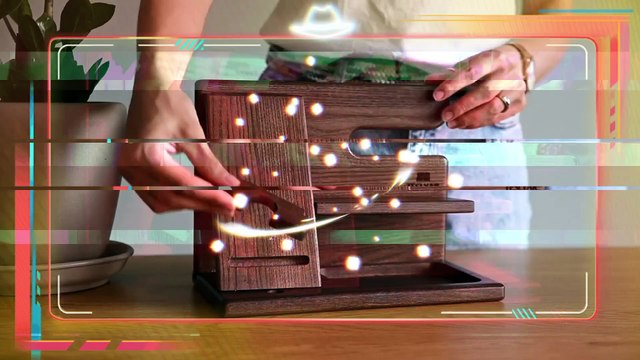 TESLYAR Wood Phone Docking Station Ash Key Holder Stand Watch Organizer Men Gift Husband Wife Anniversary Dad Birthday Nightstand Purse Father Graduation Male Travel Idea Gadgets (Brown)