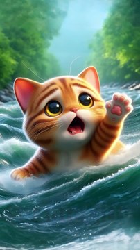 The little orange cat, after rigorous training, vows to take revenge and save the kittens’ fate!” #socutekitty #aicats