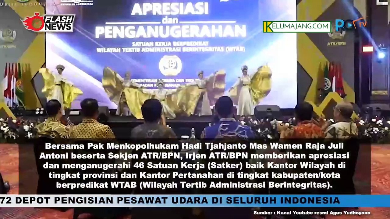 Menteri AHY Berikan Penghargaan Pada 46 Satuan Kerja Berpredikat Wilayah Tertib Administrasi Berintegritas