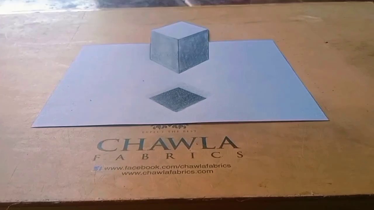 3d drawing floating cube on paper | easy drawing on paper