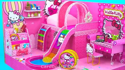 How To Make Hello Kitty House With Rainbow Slide Pool From Cardboard House