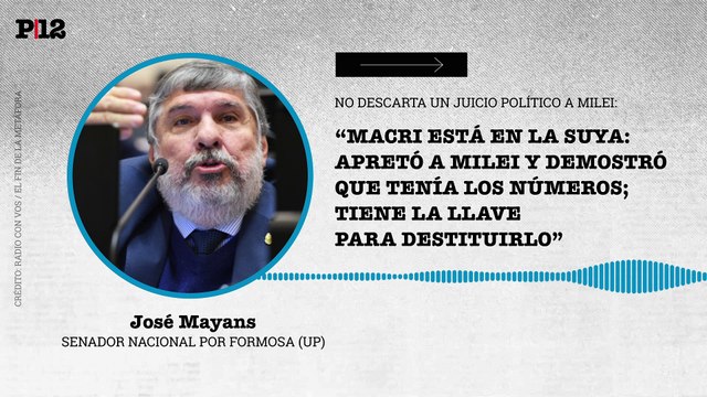 Mayans no descarta un juicio político al psiquiatrico de Milei, al que se sumaría el PRO: “Macri apretó a Milei, tiene la llave para destituirlo”