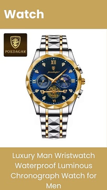 Luxury Man Wristwatch Waterproof Luminous Chronograph Watch for Men