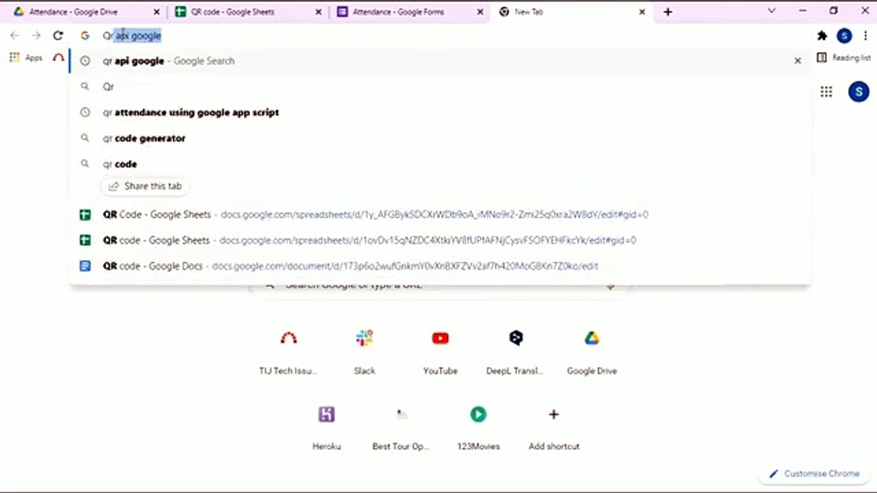 QR Attendance using Google sheets and Google forms