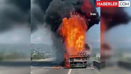 Osmaniye'de kimyasal yüklü kamyon alev alev yandı