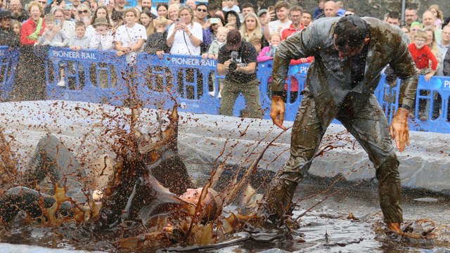 Hundreds of revellers watch ‘world gravy wrestling championships' at pub garden