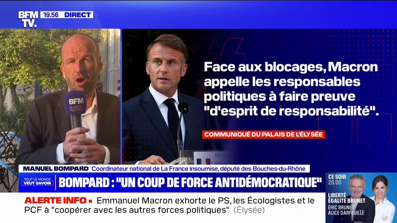 "Il est évident que ce soir, nous continuons à engager la voie (…) pour la destitution du président de la République", assure Manuel Bompard