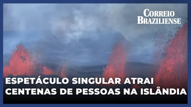Espectadores se aglomeram para observar erupção vulcânica na Islândia