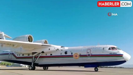 Azerbaycan'ın gönderdiği amfibi uçağı Manisa'daki yangına müdahale etti