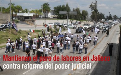 Trabajadores del PJF de Jalisco mantienen paro de labores