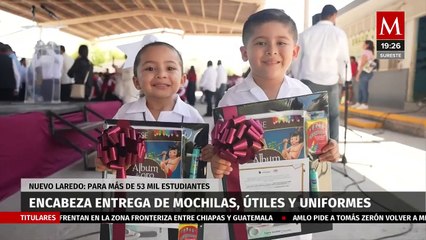 Alcaldesa de Nuevo Laredo entrega mochilas, útiles y uniformes a más de 53 mil estudiantes