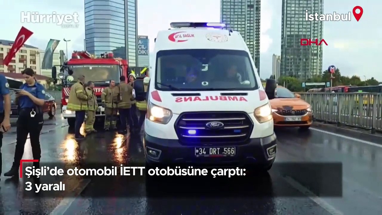 Şişli’de otomobil İETT otobüsüne çarptı: 3 yaralı