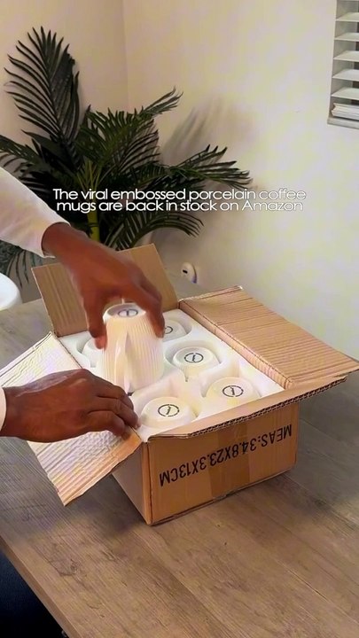 Coffee Mugs Set | White Coffee Mugs | Porcelain Mugs | Large and Easy to Grip Mug Sets | Embossed Coffee Cup Set for Coffee | Amna Arshad Shop