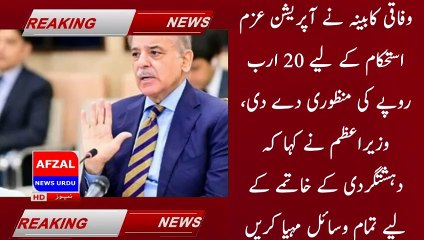 Federal cabinet meeting, approval of 20 billion for operation determination | afzal news urdu