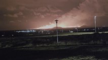 Iceland volcano spews blazing lava into night sky amid intense eruption