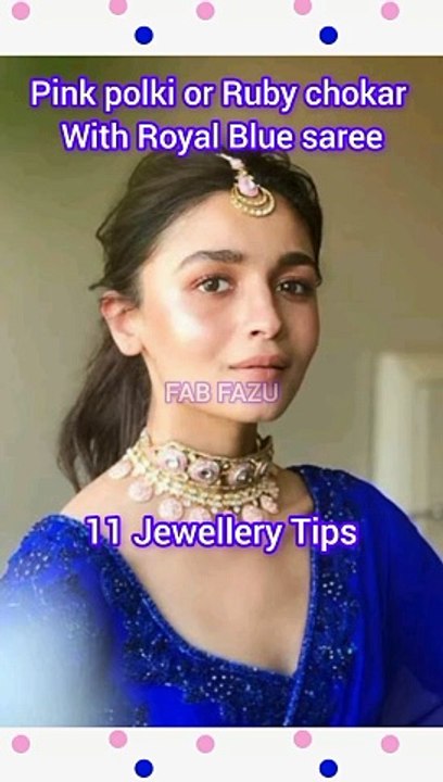 Blue saree pair jewellery Tips
