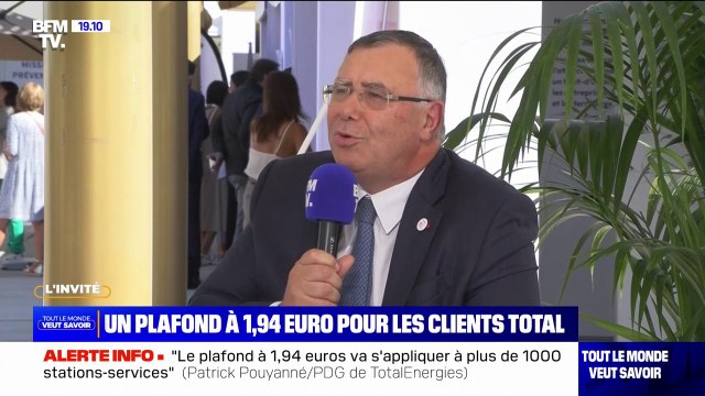 Patrick Pouyanné (PDG de TotalEnergies): Un plafond à 1,94€ va s'appliquer à plus de 1000 stations-service pour les clients Total