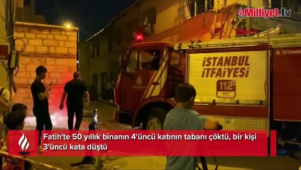 Fatih'te korkunç olay! 50 yıllık binanın 4. katının tabanı çöktü, alt komşusunun evine düştü