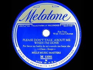 1931 Mills Music Masters - Please Don’t Talk About Me When I’m Gone