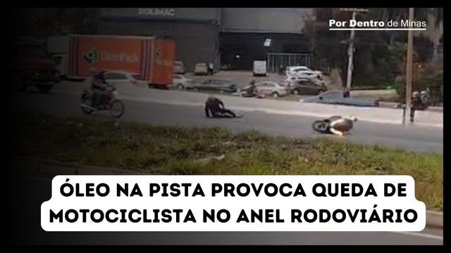 Óleo na pista provoca queda de motociclista no Anel Rodoviário, em BH