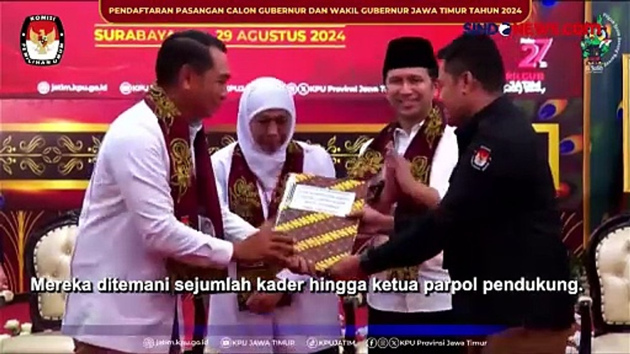 Diusung 14 Partai, Khofifah-Emil Dardak Paslon Pertama yang Daftar ke KPU Jawa Timur