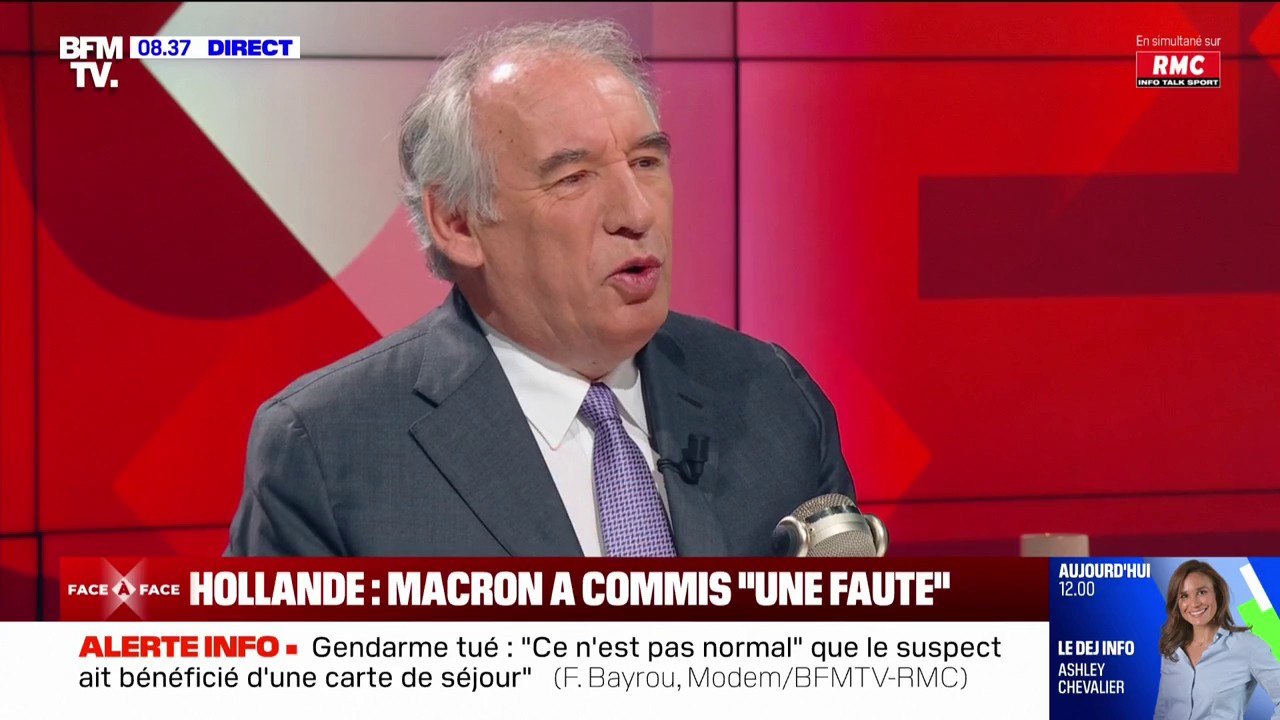 "C'est n'importe quoi": François Bayrou réagit au commentaire de François Hollande qui estime que "ce n'était pas au président de censurer un gouvernement Castets"