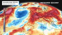 Anomalías de temperatura previstas para los próximos días a unos 1500 metros. Fuente: modelo ECMWF.