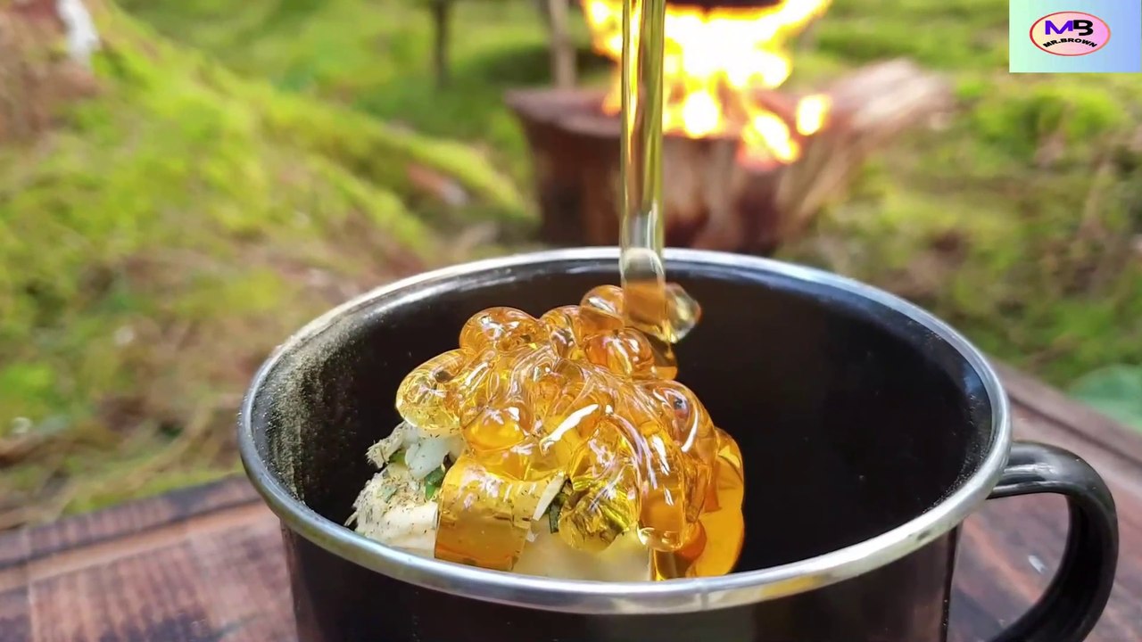 whole chicken prepared  in the forest | relaxation