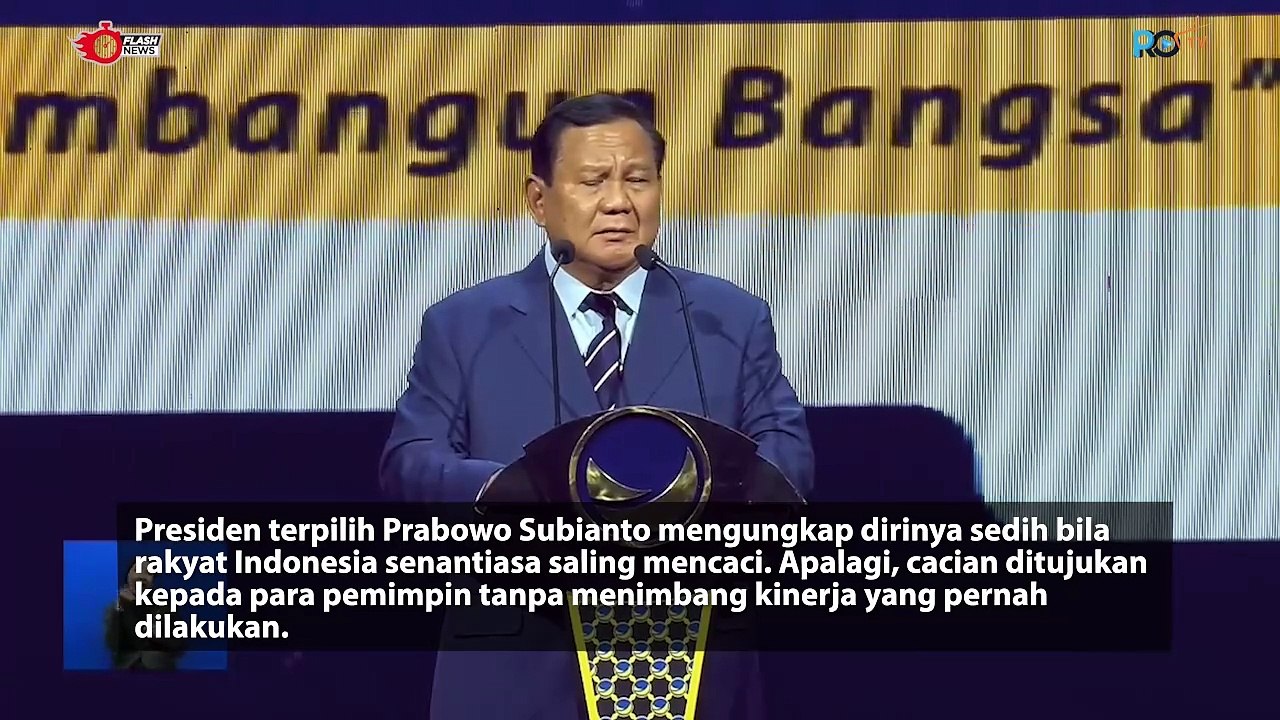 Pidato di Kongres NasDem Prabowo Saya Sedih Kalau Kita Punya Tradisi Caci Maki