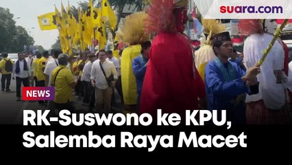 RK-Suswono Daftar KPU Diiringi Arak-arakan Budaya, Kemacetan Jalan Salemba Raya Tak Terhindarkan
