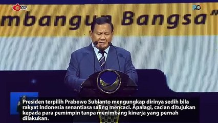 Pidato di Kongres NasDem Prabowo Saya Sedih Kalau Kita Punya Tradisi Caci Maki