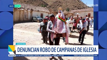 Denuncian el robo de dos campañas de bronce de un templo de la comunidad de Izata