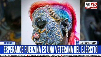 Veterana del ejército se convirtió en la mujer más tatuada del mundo